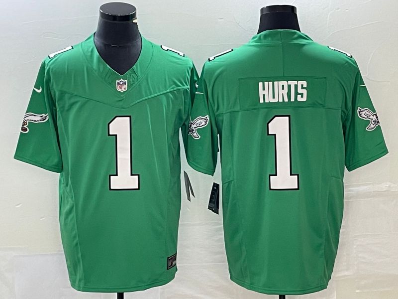 Men Philadelphia Eagles #1 Hurts Green Nike Throwback Player Game NFL Jerseys